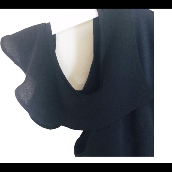 SIENNA SKY (Anthro) Boho Flutter Romper With Cold Shoulder Detail Black Sz Small - Picture 4 of 9